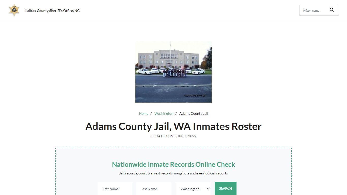 Adams County Jail, WA Jail Roster, Name Search