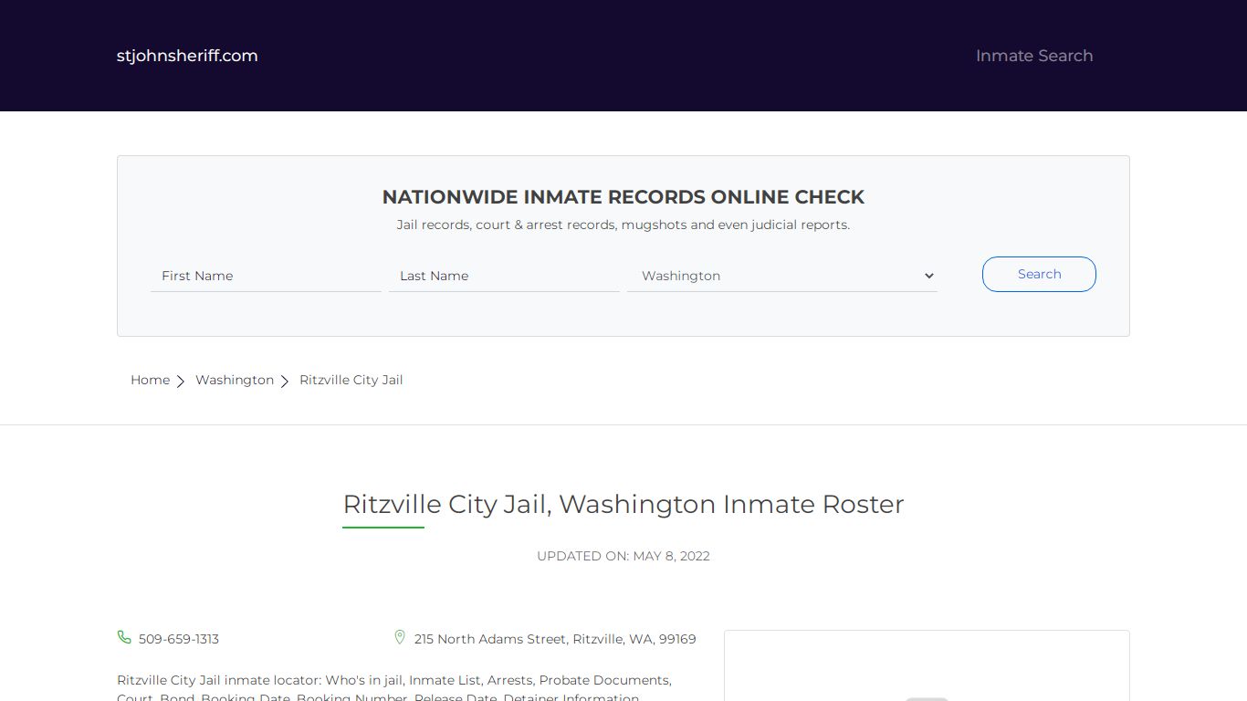 Ritzville City Jail, Washington Inmate Roster
